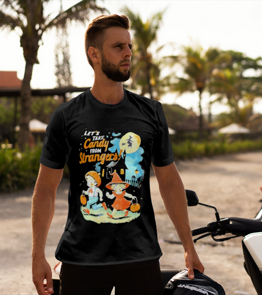 Let's Take Candy From Strangers Halloween Witch Pumpkin Kids T-Shirt