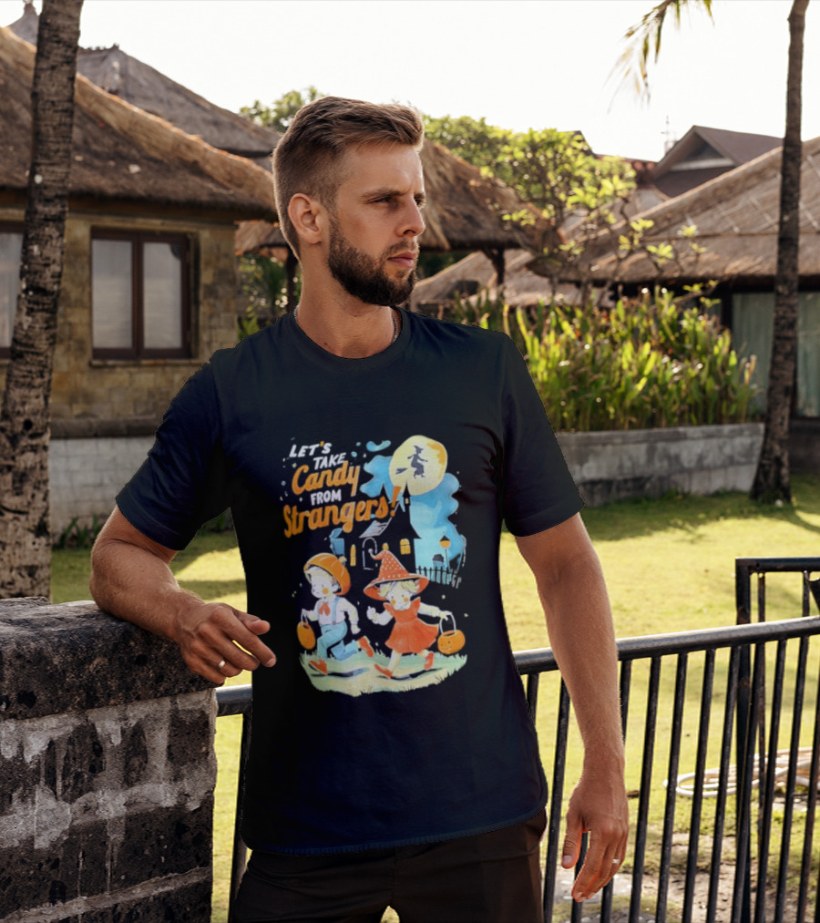 Let's Take Candy From Strangers Halloween Witch Pumpkin Kids T-Shirt
