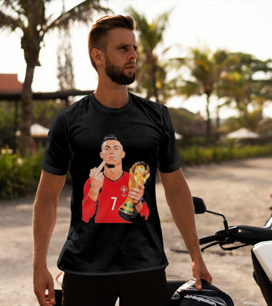 Cristiano Ronaldo Portugal 7 Middle Finger World Cup Trophy T-Shirt