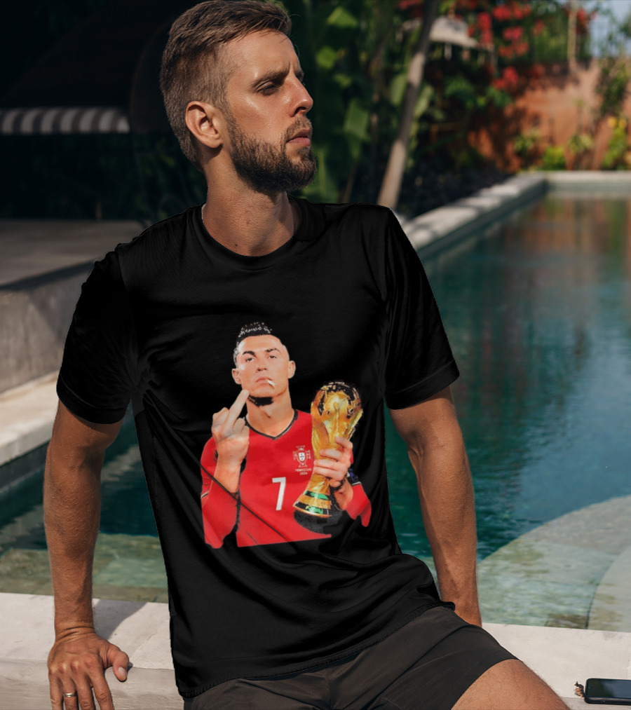 Cristiano Ronaldo Portugal 7 Middle Finger World Cup Trophy T-Shirt