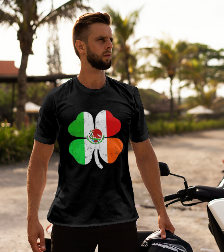 Mexican Irish Shamrock Flag St Patrick's Mexico Ireland Unity T-Shirt