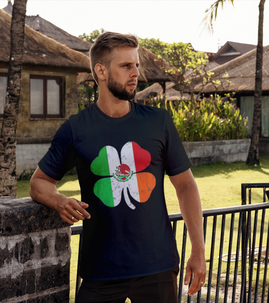Mexican Irish Shamrock Flag St Patrick's Mexico Ireland Unity T-Shirt