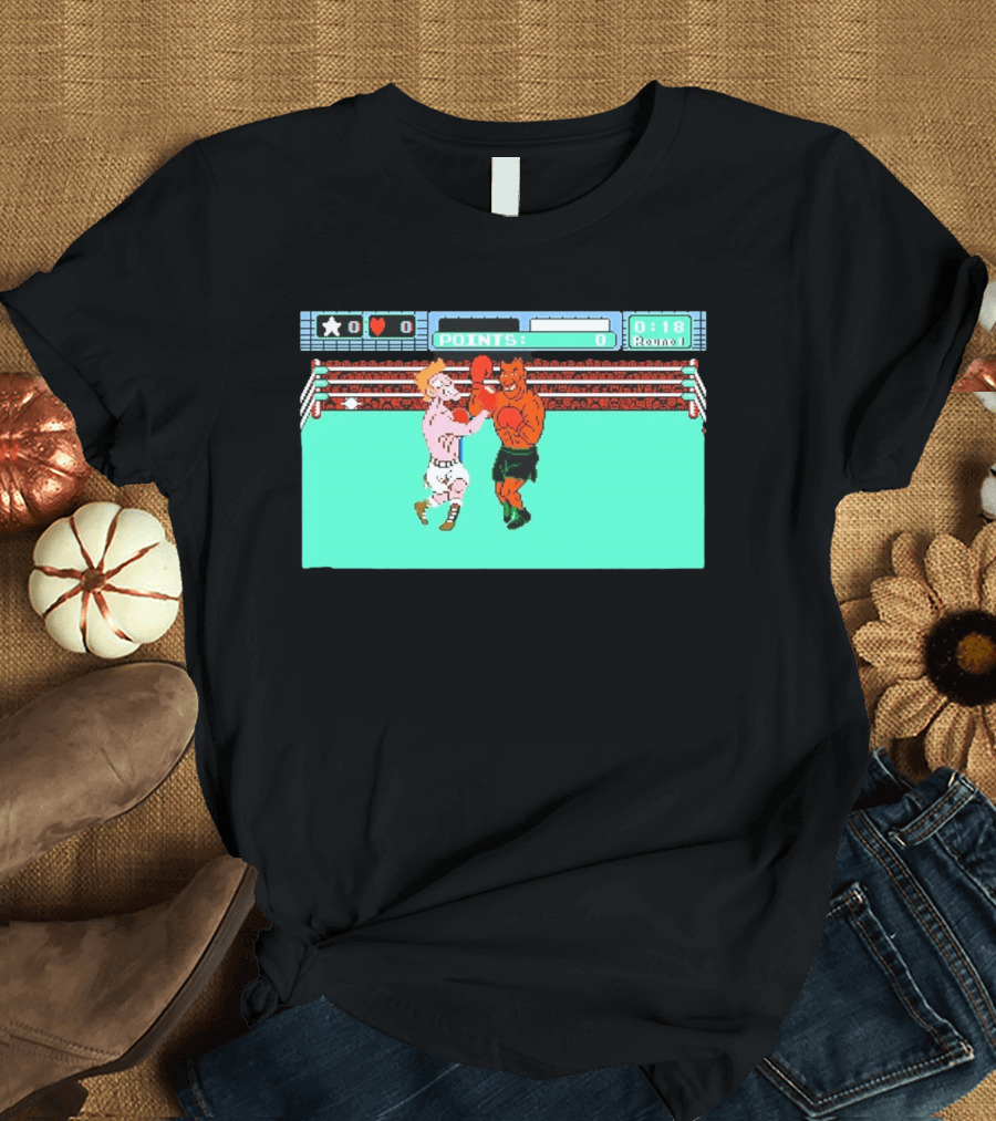 Punch Out NES Classic Mike Tyson Boxing Scene Retro 8 Bit Video Game T-Shirt