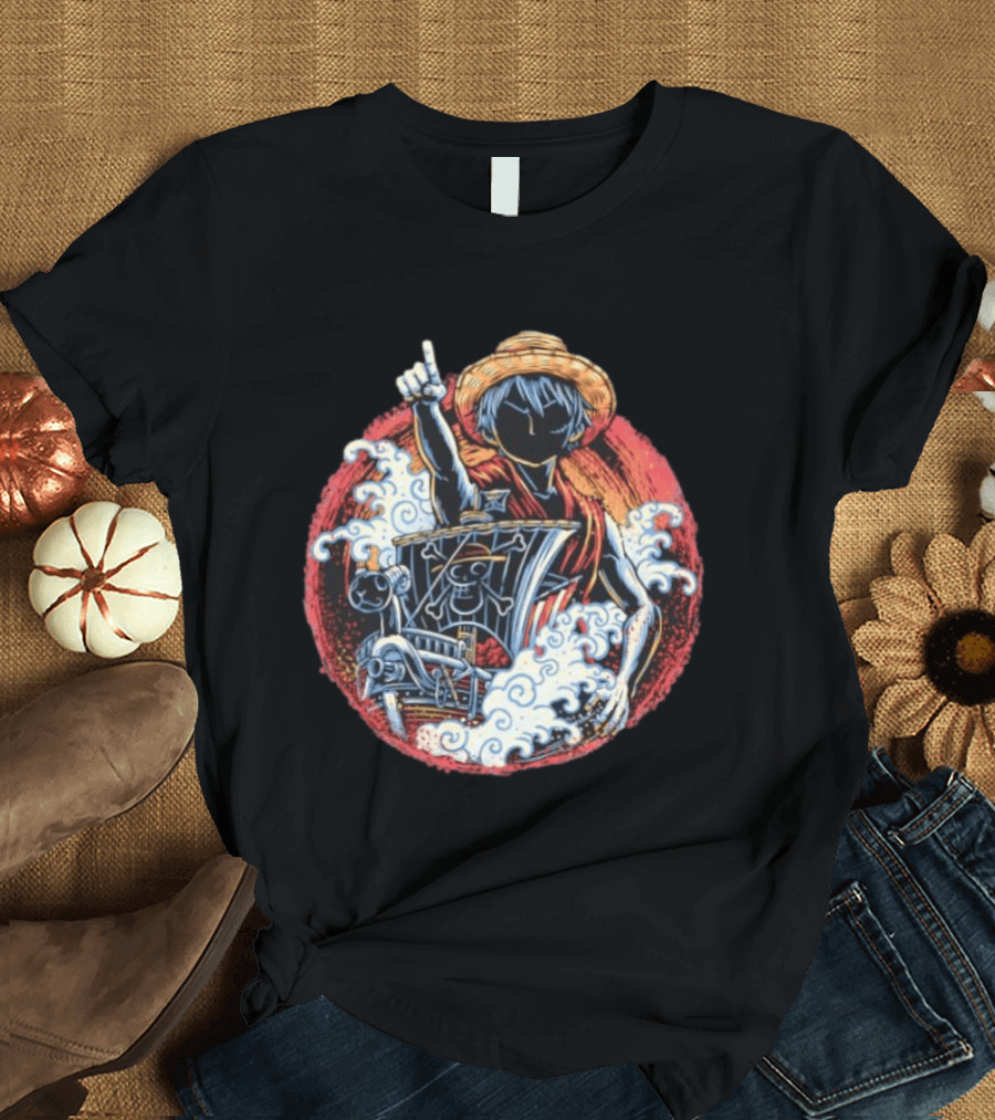 Monkey D Luffy Going Merry One Piece Anime Characters Pirate Ship Adventure T-Shirt
