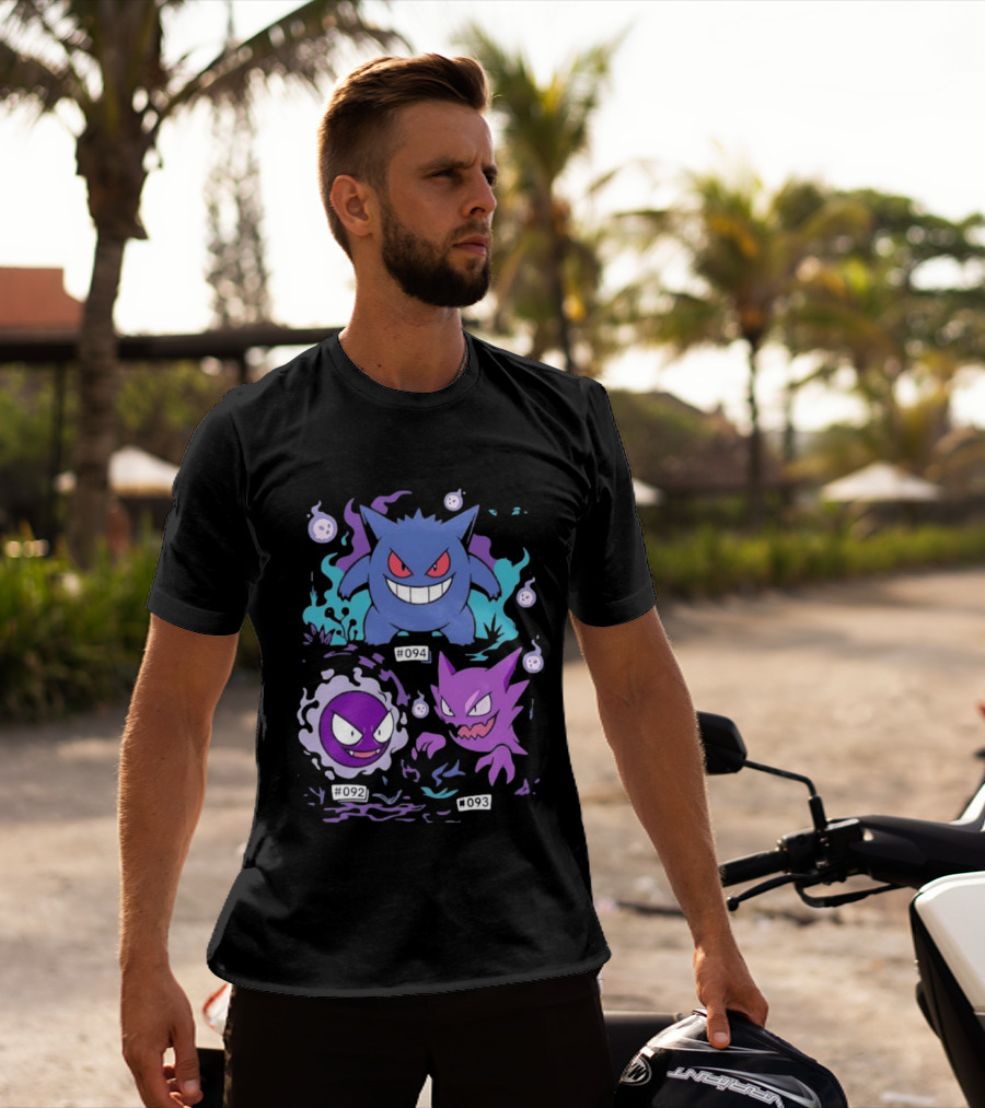 Gengar Haunter Gastly Pokemon Evolution Line 094 092 093 T-Shirt