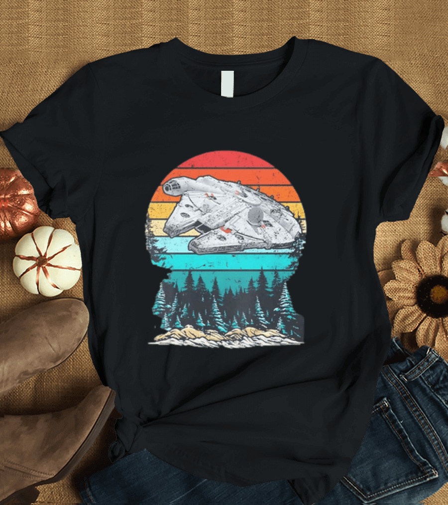 Star Wars Millennium Falcon Forest Sunset T-Shirt