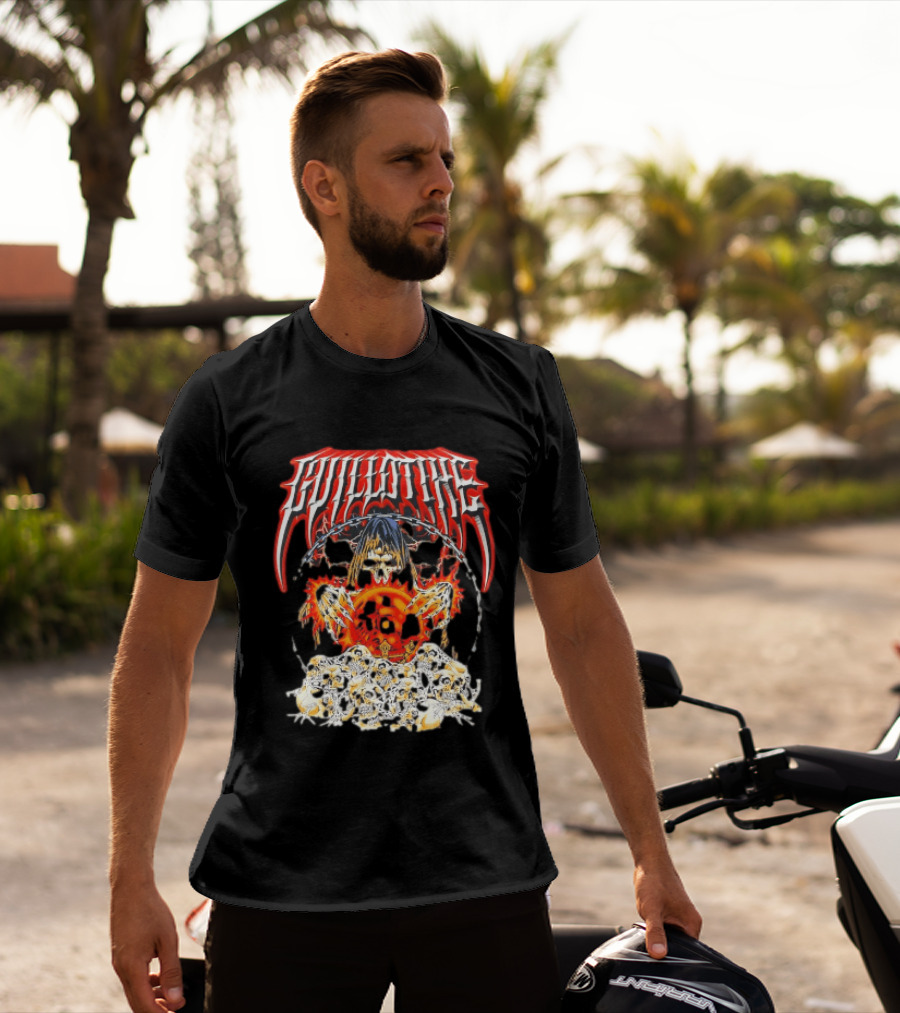 Guillotine Grim Reaper Crystal Ball Skulls Fiery Chains T-Shirt