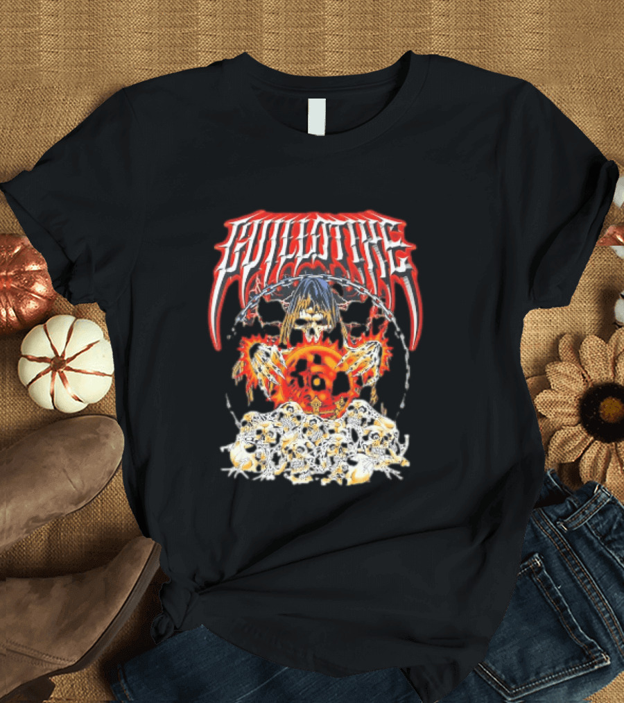 Guillotine Grim Reaper Crystal Ball Skulls Fiery Chains T-Shirt