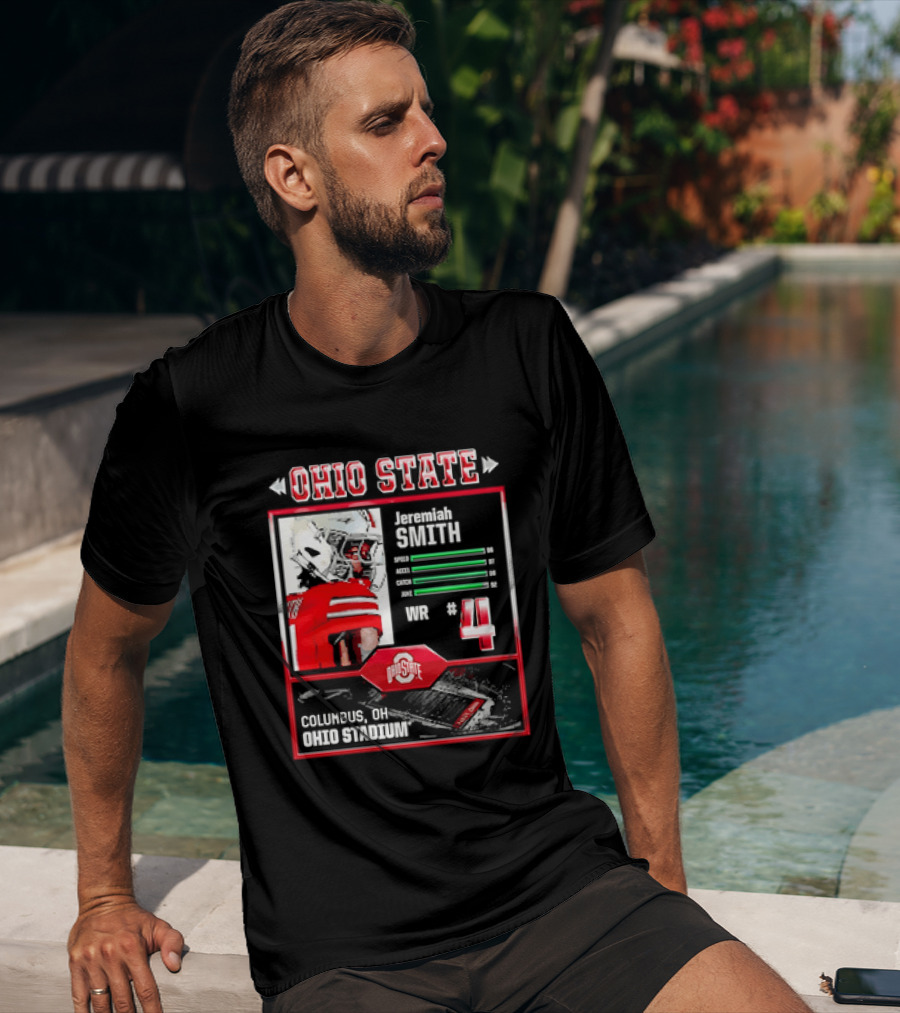 Ohio State Buckeyes Jeremiah Smith Columbus Football Ohio Stadium Number 4 T-Shirt