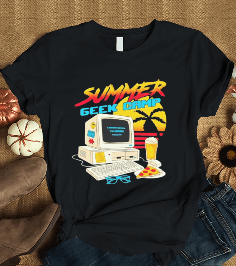 Summer Geek Camp Eat Sleep Code Repeat Loading Computer Pizza Beer T-Shirt