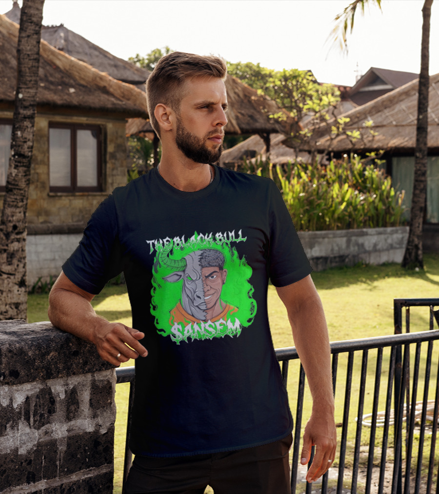 The Black Bull Sansem Half Man Half Bull Green Fire Fusion T-Shirt