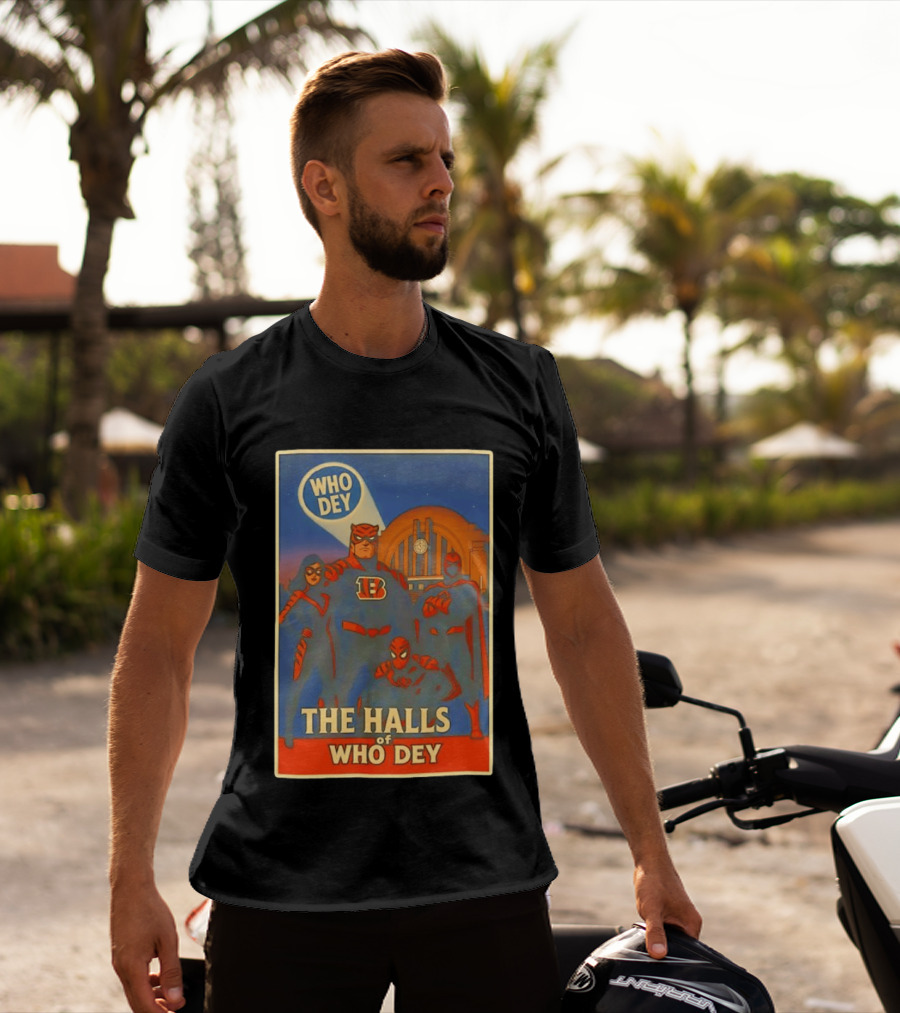 The Halls Of Who Dey Superhero Team T-Shirt
