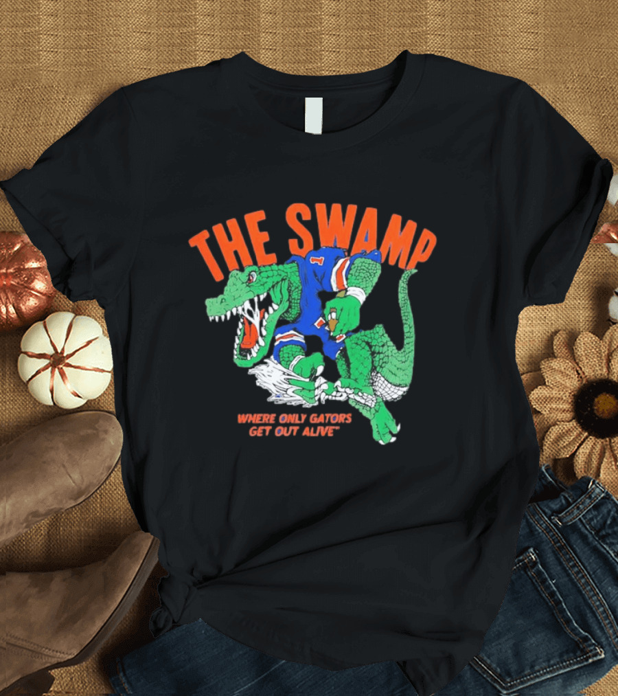The Swamp Where Only Gators Get Out Alive Football Fandom T-Shirt