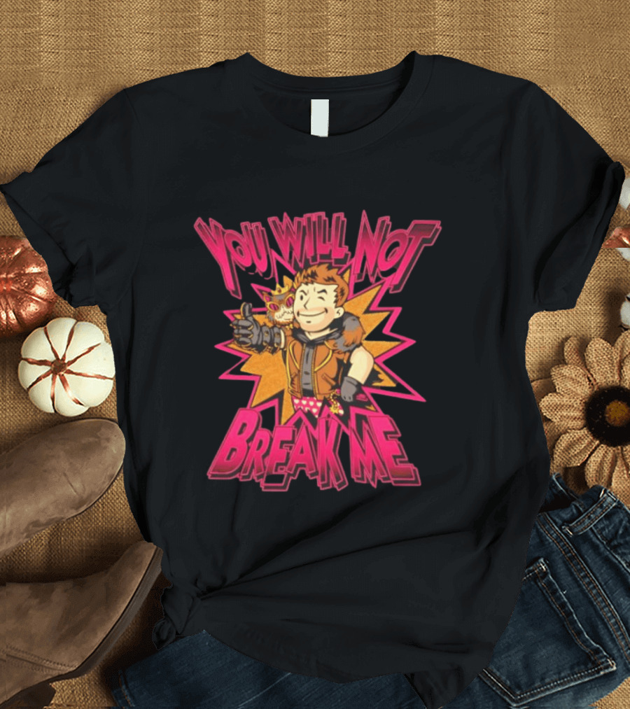 Vault Boy Fallout You Will Not Break Me Thumbs Up Power Armor Explosion T-Shirt