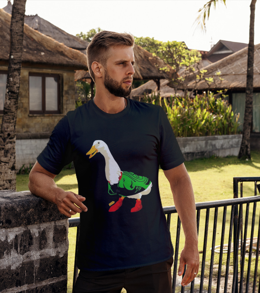 Y Si Si Duck Funny Quirky Cartoon Character In Bright Outfit T-Shirt