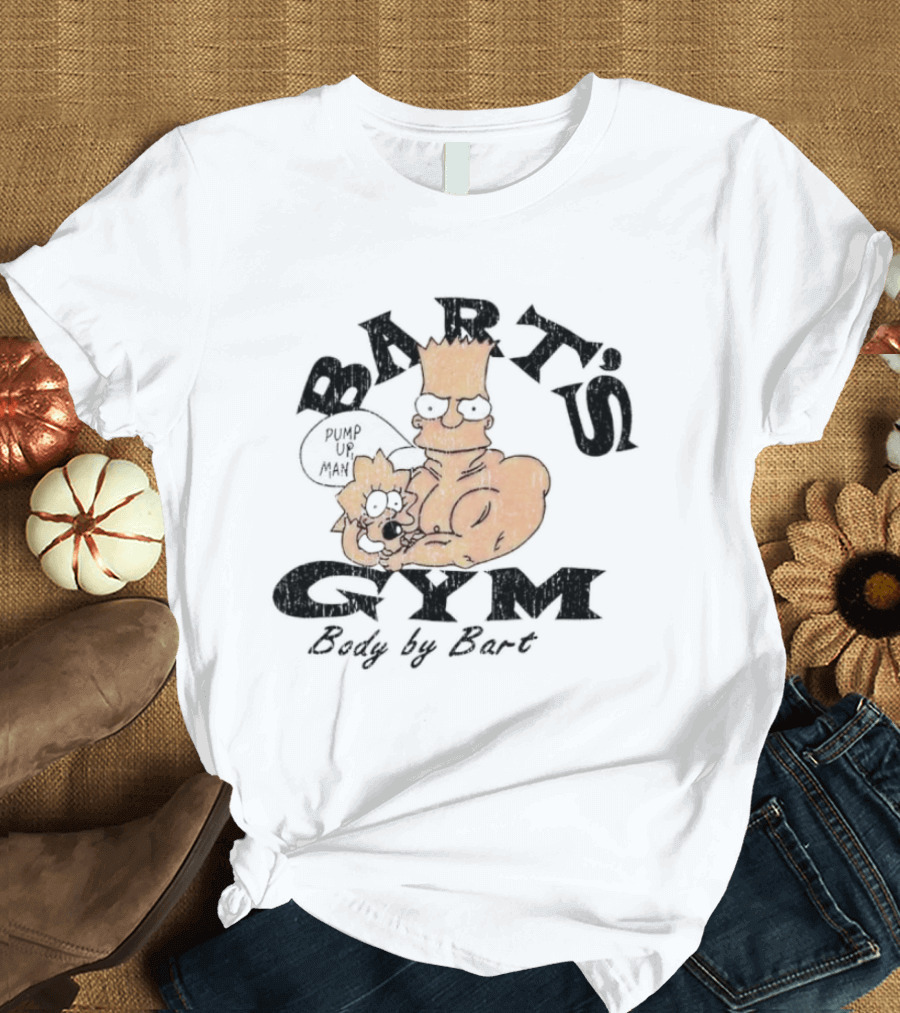 BART'S GYM Body By Bart Cartoon Characters T-Shirt