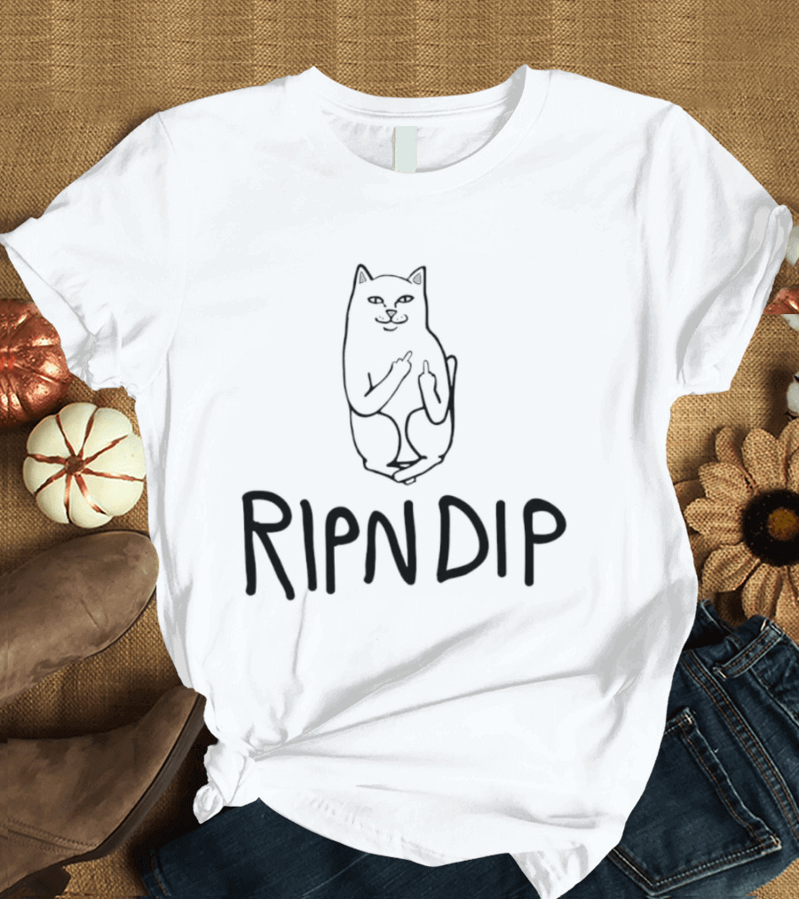 Lord Nermal Ripndip Cat Middle Fingers Flipping Fun T-Shirt