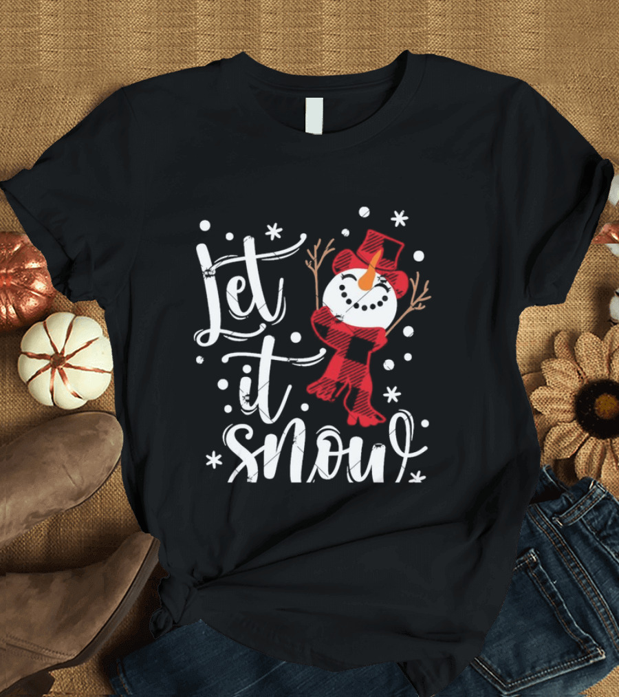 Let It Snow Red Snowman Christmas Magic T-Shirt