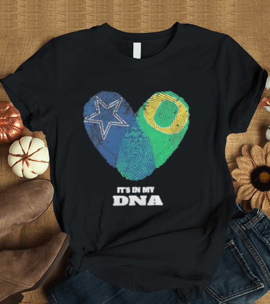 It's In My DNA Dallas Cowboys Oregon Ducks Heart Fingerprint T-Shirt