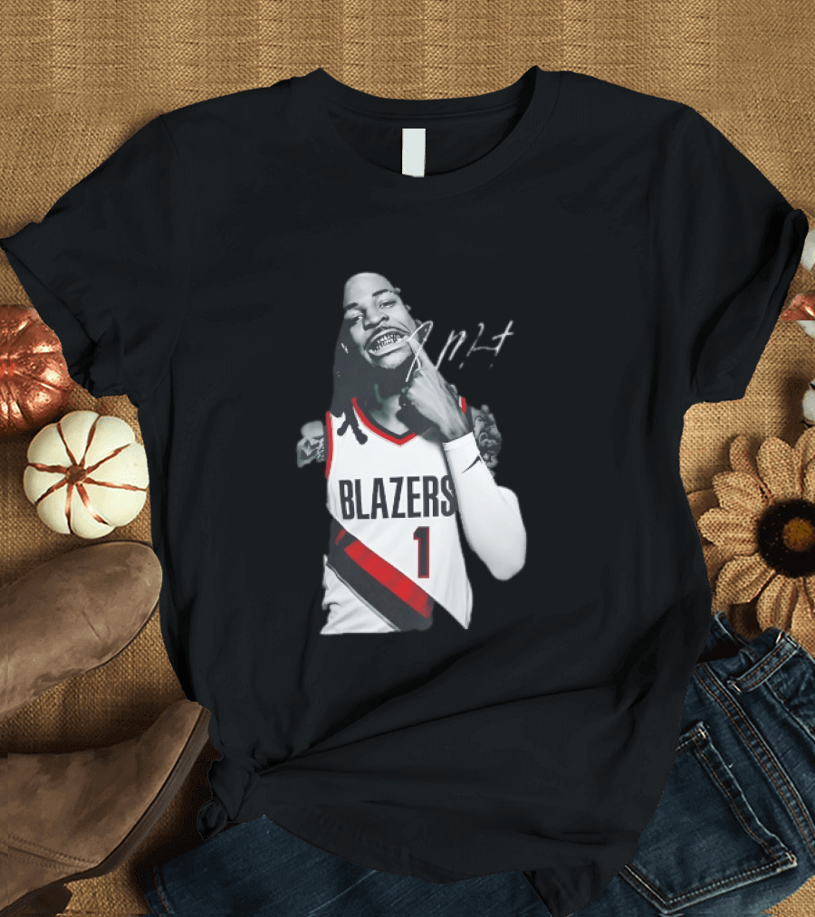 J MT Player Grills Number 1 Blazers T-Shirt