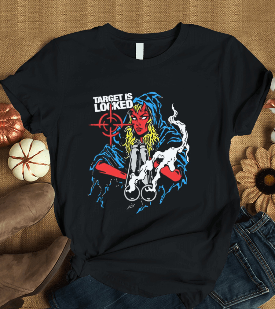 Target Is Locked Devil Woman Aiming Shotgun T-Shirt