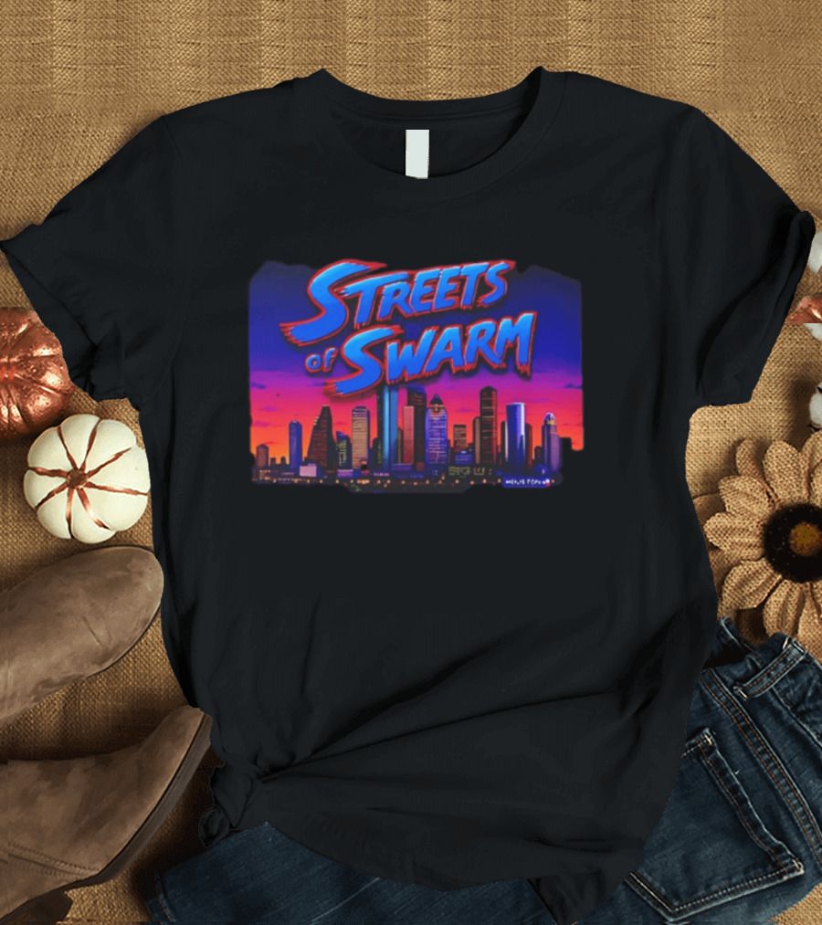 Streets Of Swarm Houston Texans Arcade Skyline Skyline T-Shirt