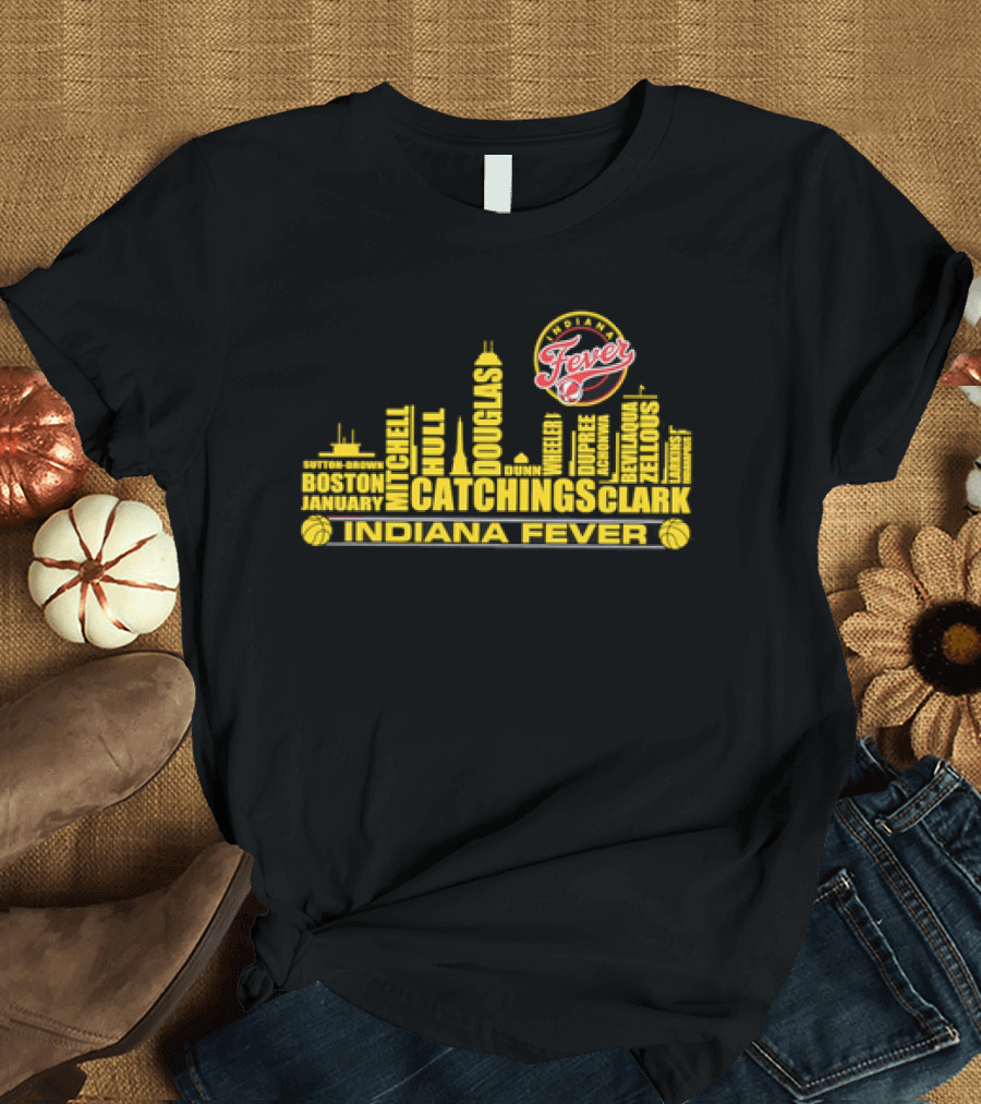 Indiana Fever Tamika Catchings Skyline WNBA Roster T-Shirt
