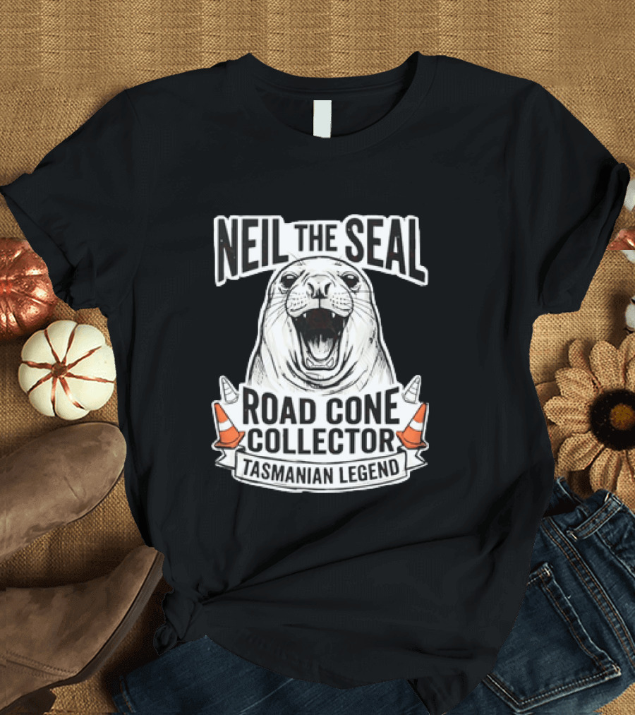 Neil The Seal Road Cone Collector Tasmanian Legend T-Shirt