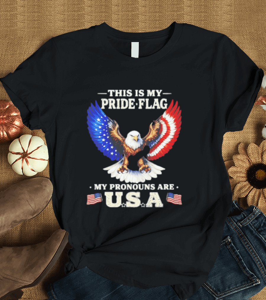 This Is My Pride Flag American Eagle My Pronouns Are USA T-Shirt