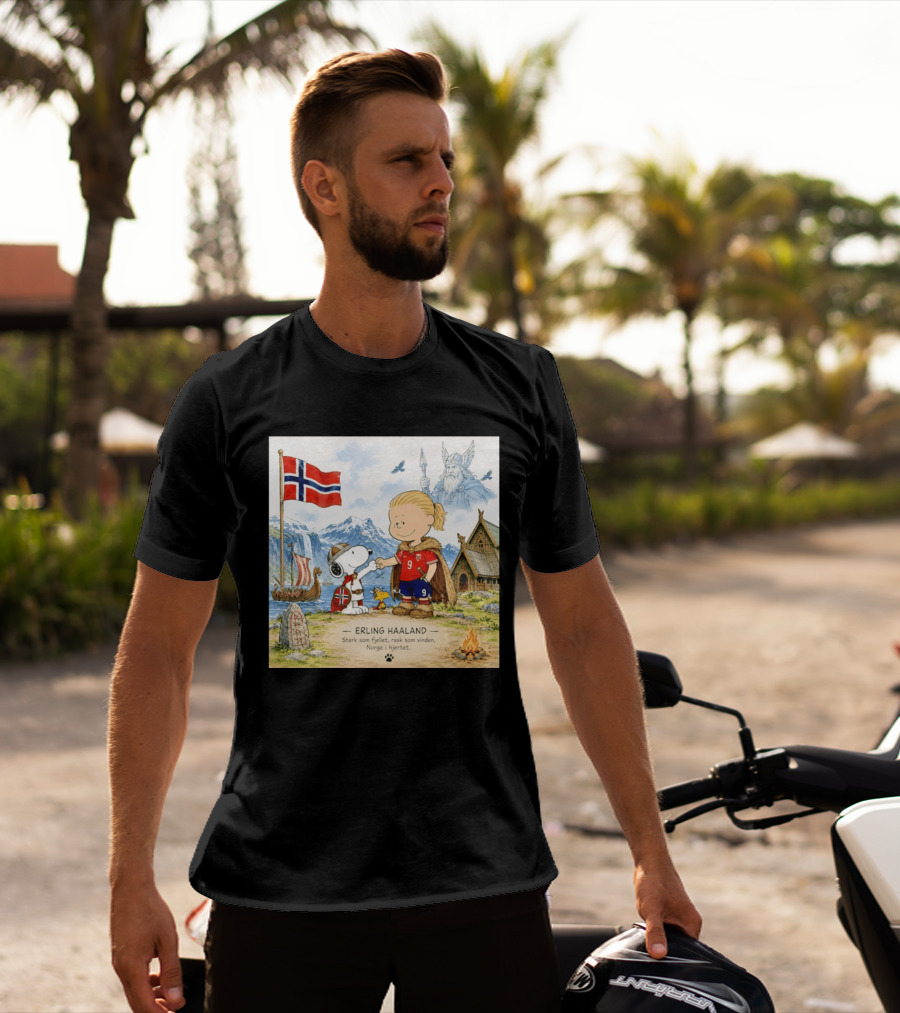 Norway Erling Haaland Snoopy Viking Norsk Sterk Som Fjellet Rask Som Vinden Norge I Hjertet T-Shirt