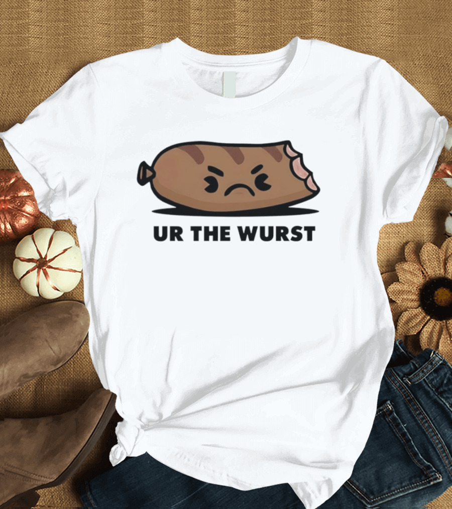 Angry Sausage Ur The Wurst Pun Humor T-Shirt