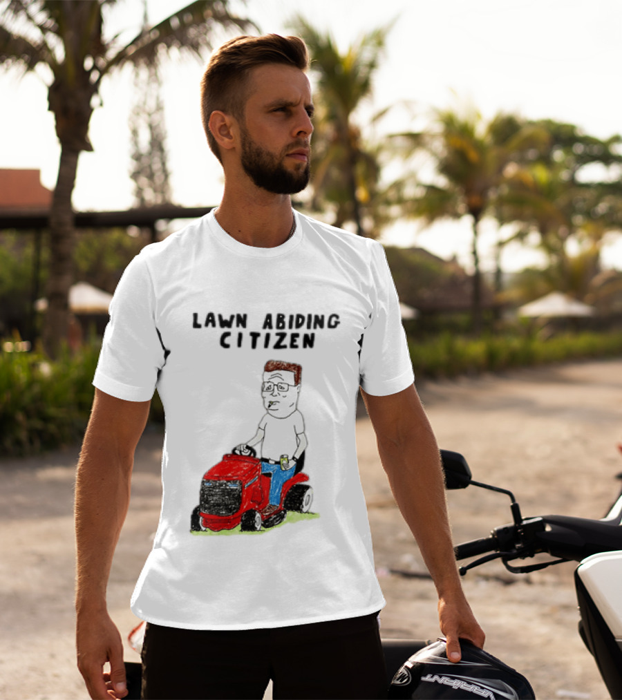 Lawn Abiding Citizen Hank Hill Cartoon Riding Mower Image T-Shirt