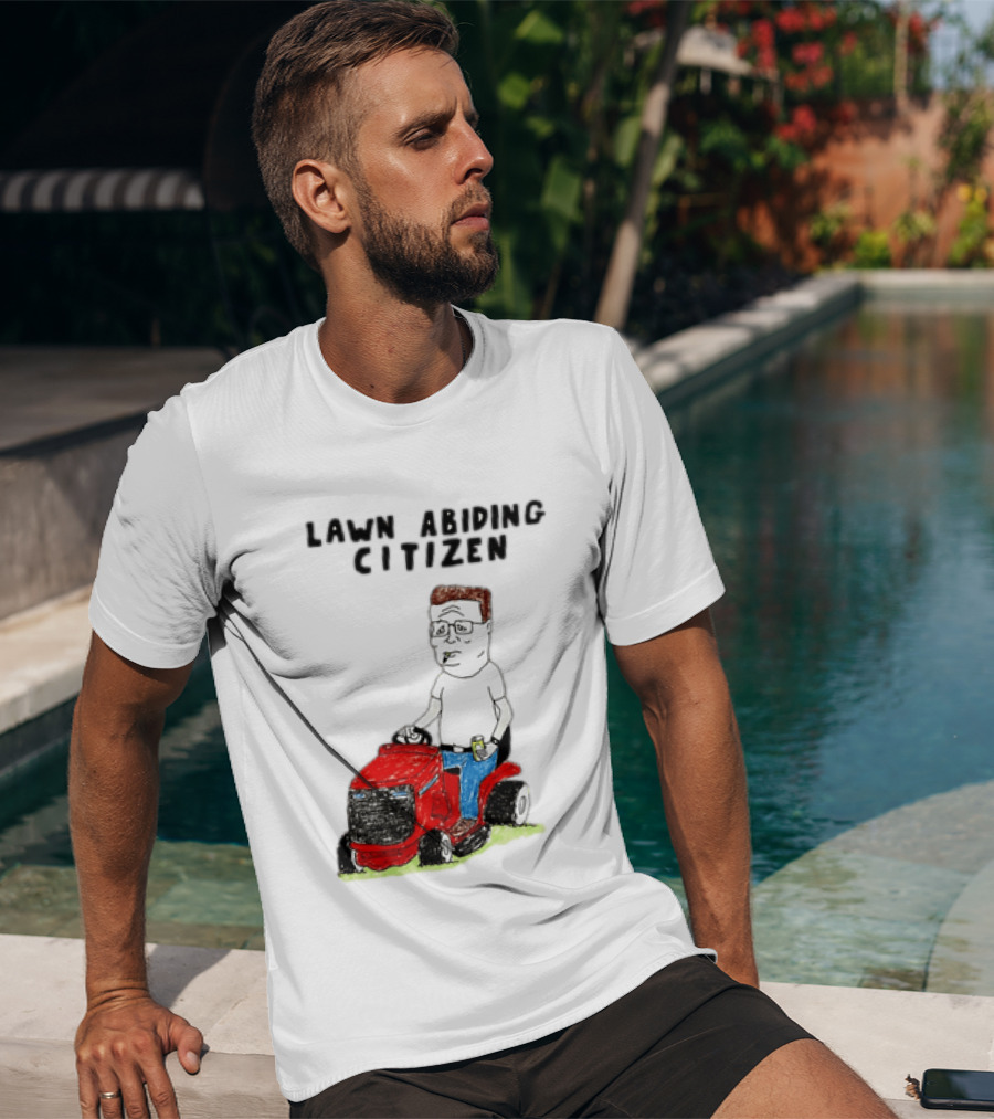 Lawn Abiding Citizen Hank Hill Cartoon Riding Mower Image T-Shirt