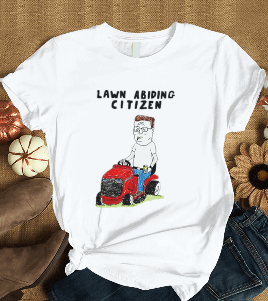 Lawn Abiding Citizen Hank Hill Cartoon Riding Mower Image T-Shirt
