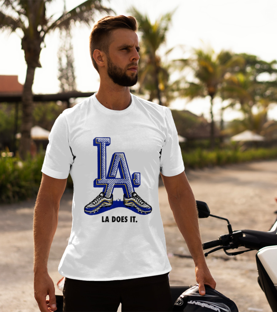 LA Dodgers LA Does It Baseball Footwear T-Shirt