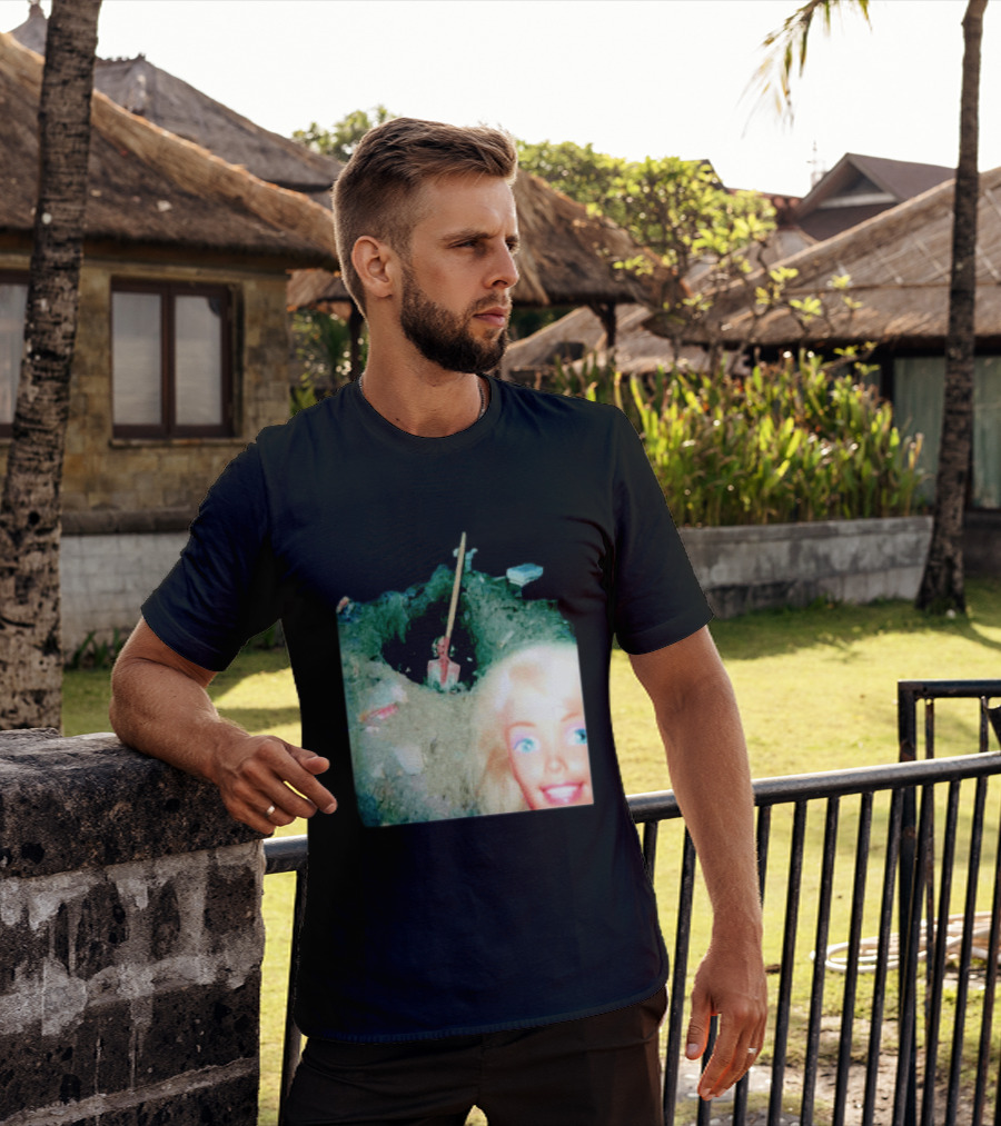 Barbie Doll Digging A Grave Shovel Surreal Scene T-Shirt