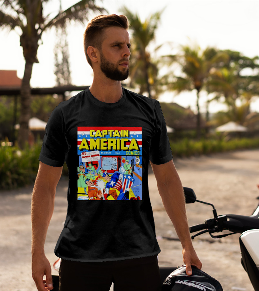 Captain America Comics March No 1 Smashing Thru Hitler Issue Cover 1941 T-Shirt