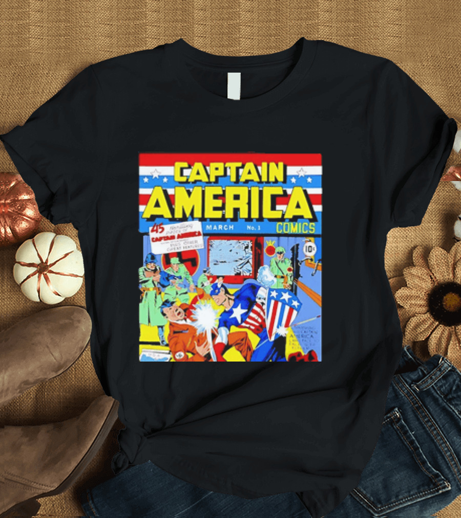 Captain America Comics March No 1 Smashing Thru Hitler Issue Cover 1941 T-Shirt