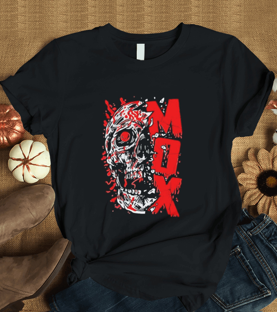 Creepy Zombie Skull MOX Red Splatter T-Shirt