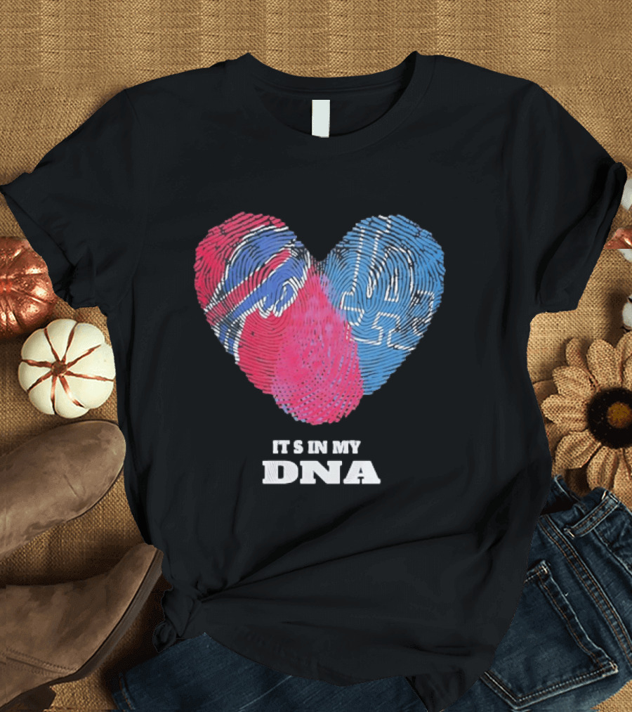 Buffalo Bills Los Angeles Dodgers It's In My DNA Fingerprint Heart T-Shirt