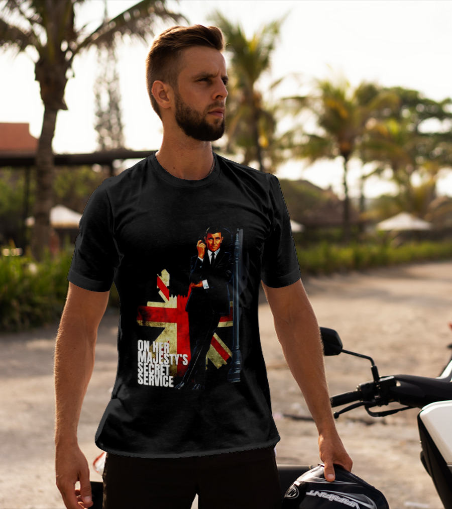 James Bond On Her Majesty's Secret Service British Flag Spy T-Shirt