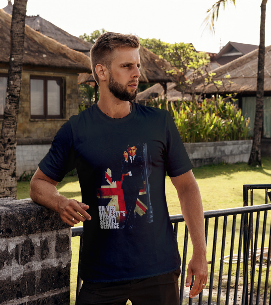 James Bond On Her Majesty's Secret Service British Flag Spy T-Shirt