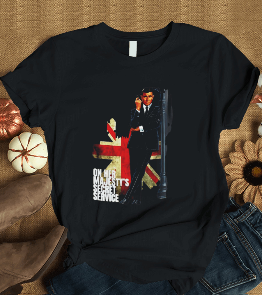 James Bond On Her Majesty's Secret Service British Flag Spy T-Shirt