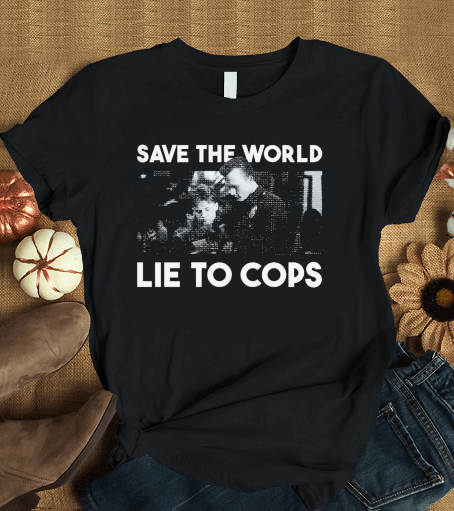 Edward Furlong Robert Patrick Save The World Lie To Cops Halftone T-Shirt