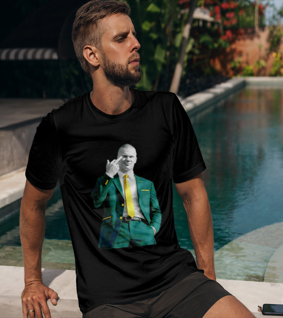 Erling Haaland Green Suit Yellow Tie Manchester City T-Shirt
