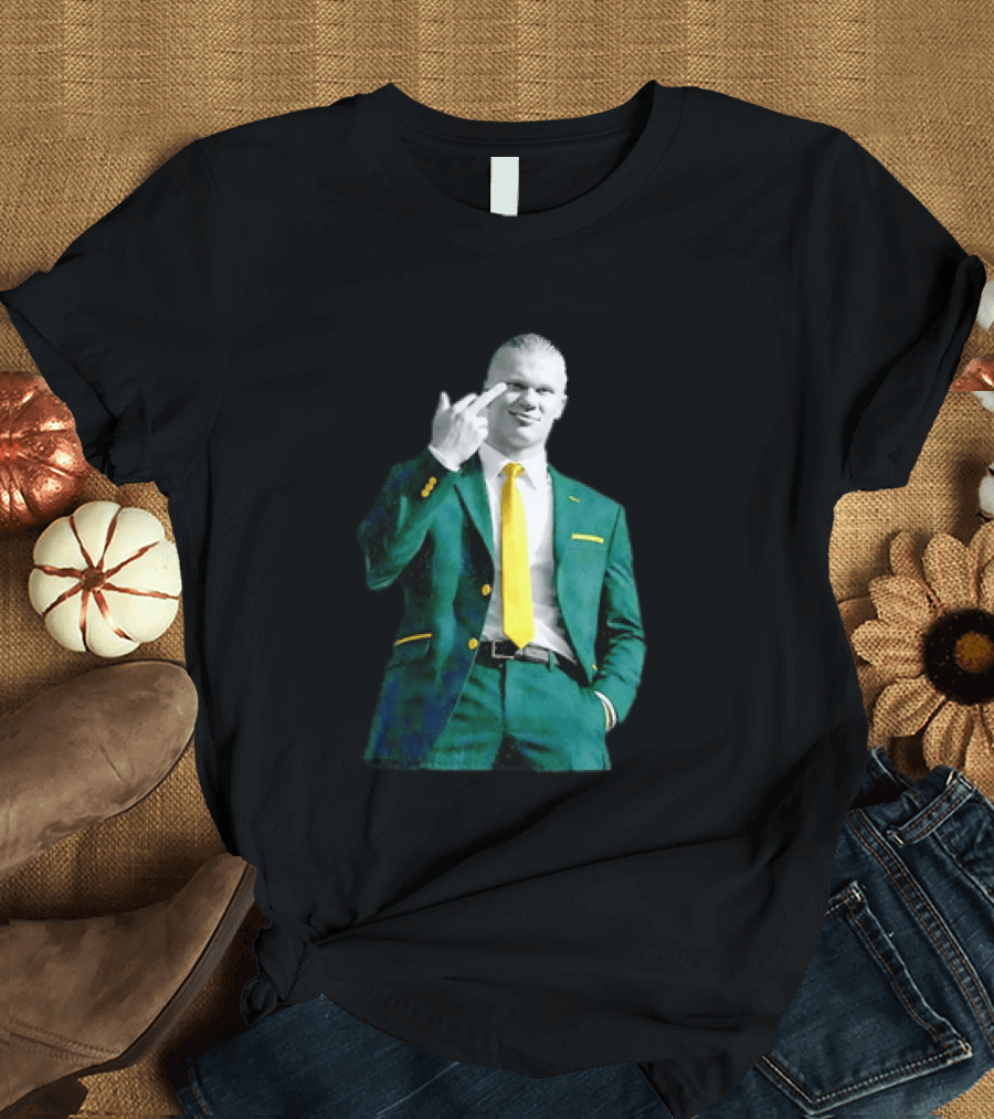 Erling Haaland Green Suit Yellow Tie Manchester City T-Shirt