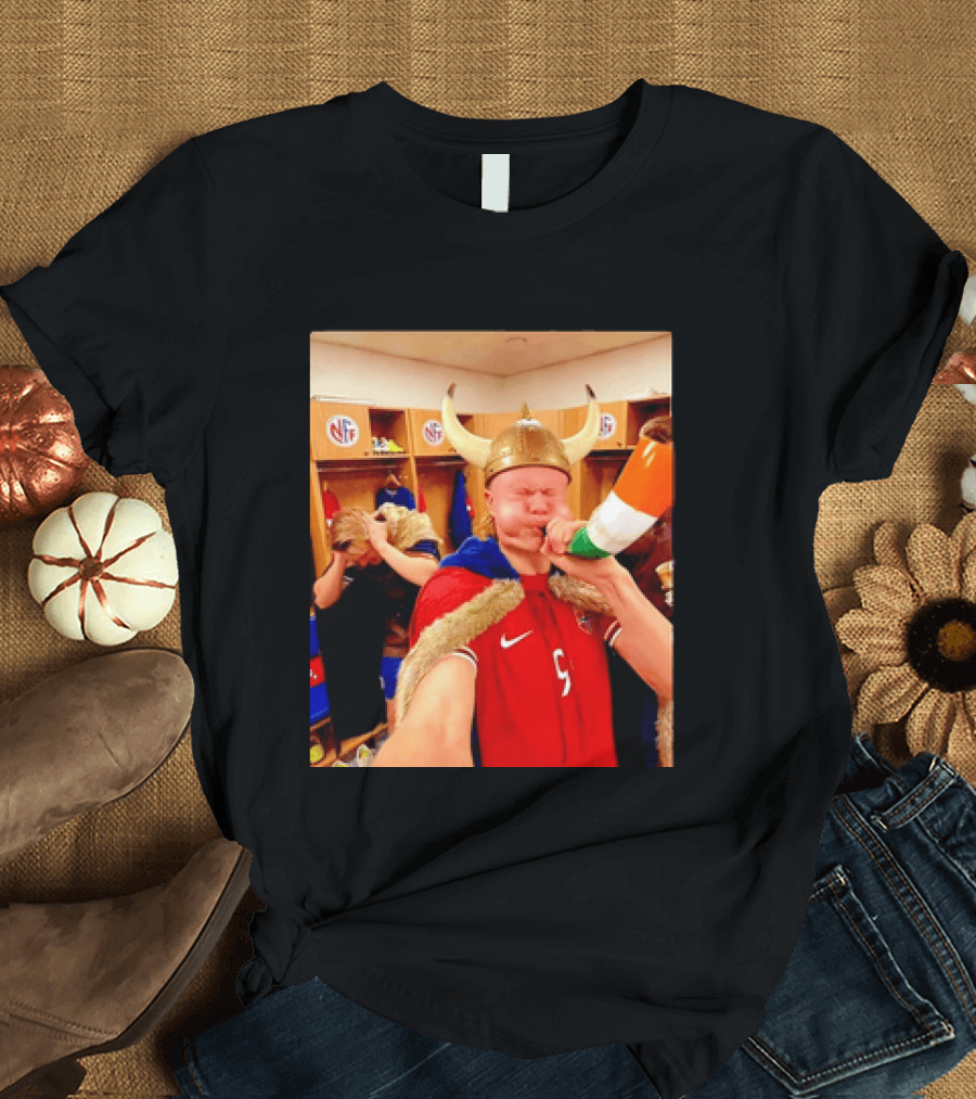 Erling Haaland Norway No 9 Viking Football Celebration Locker Room T-Shirt