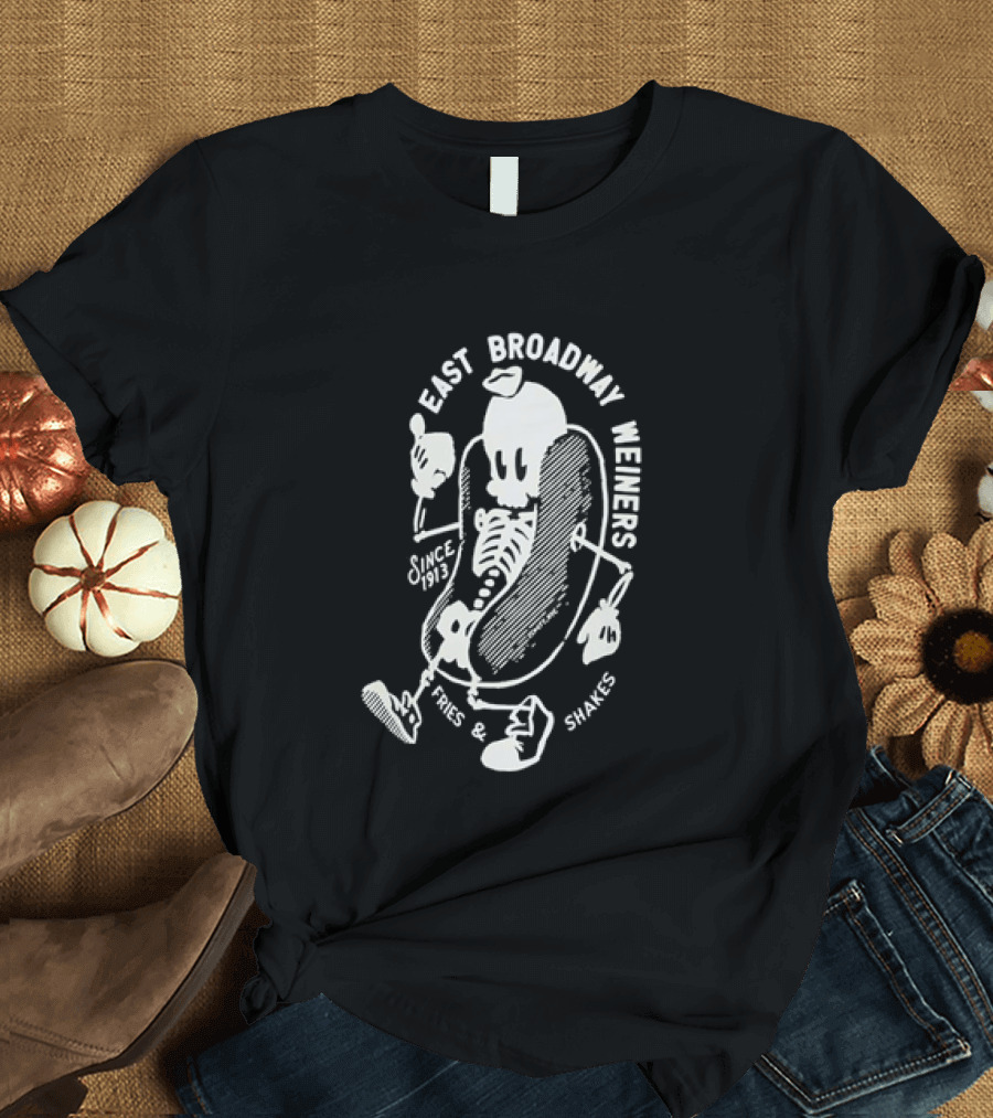 Since 1913 Skeleton Giving Thumbs Up East Broadway Weiners Fries Shakes T-Shirt