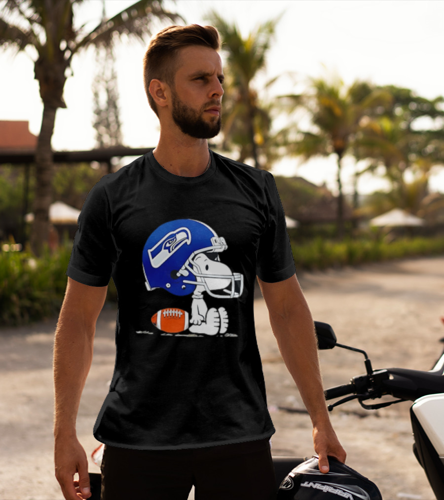 Snoopy Seattle Seahawks Football Helmet Collaboration T-Shirt