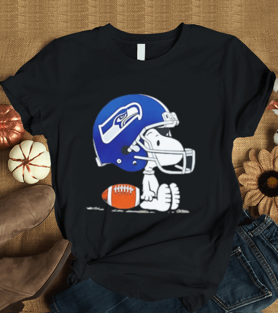 Snoopy Seattle Seahawks Football Helmet Collaboration T-Shirt